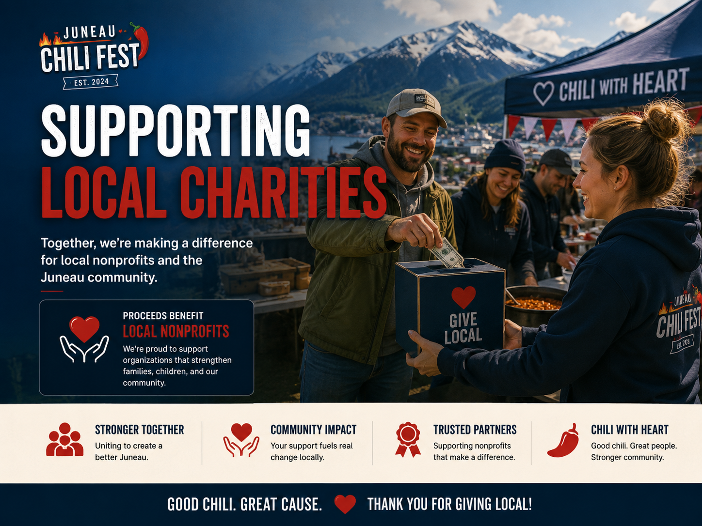 Community charity donation at chili fest